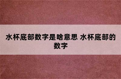 水杯底部数字是啥意思 水杯底部的数字